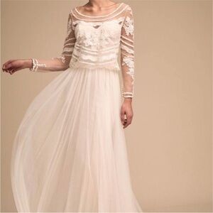 Anthropology / BDHLN Ivory Lace Bodice Tulle Wedding Gown “Novella”